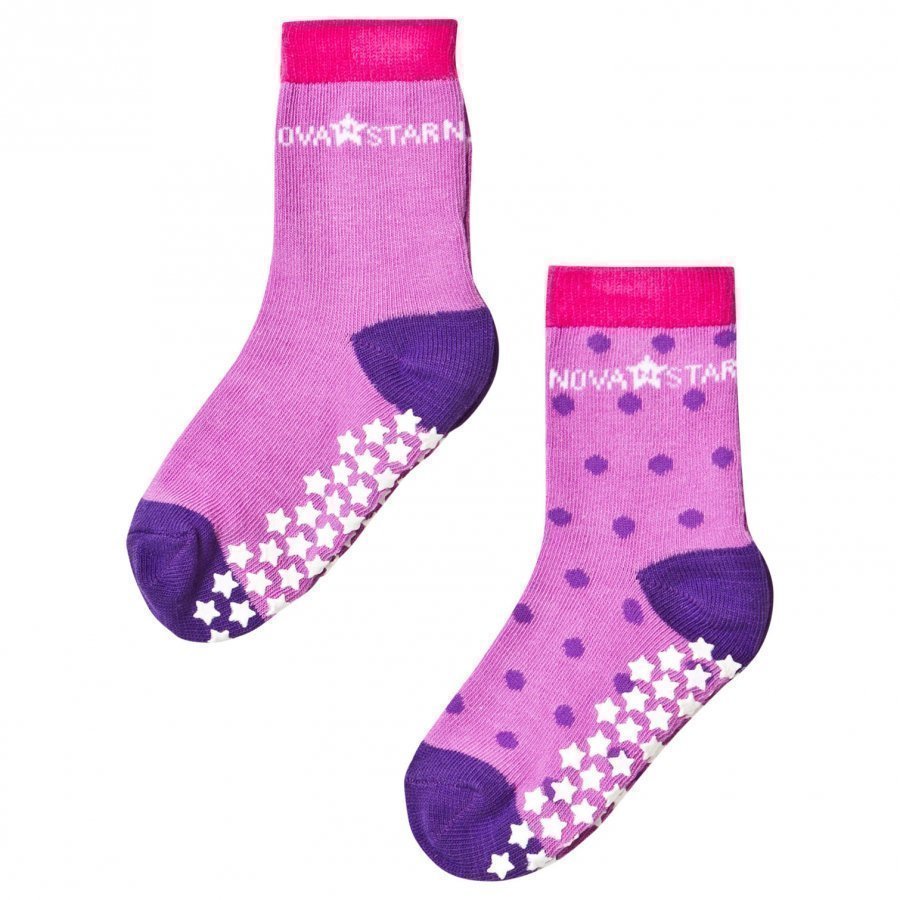 Nova Star 2-Pack Anti-Slip Purple Socks Sukat