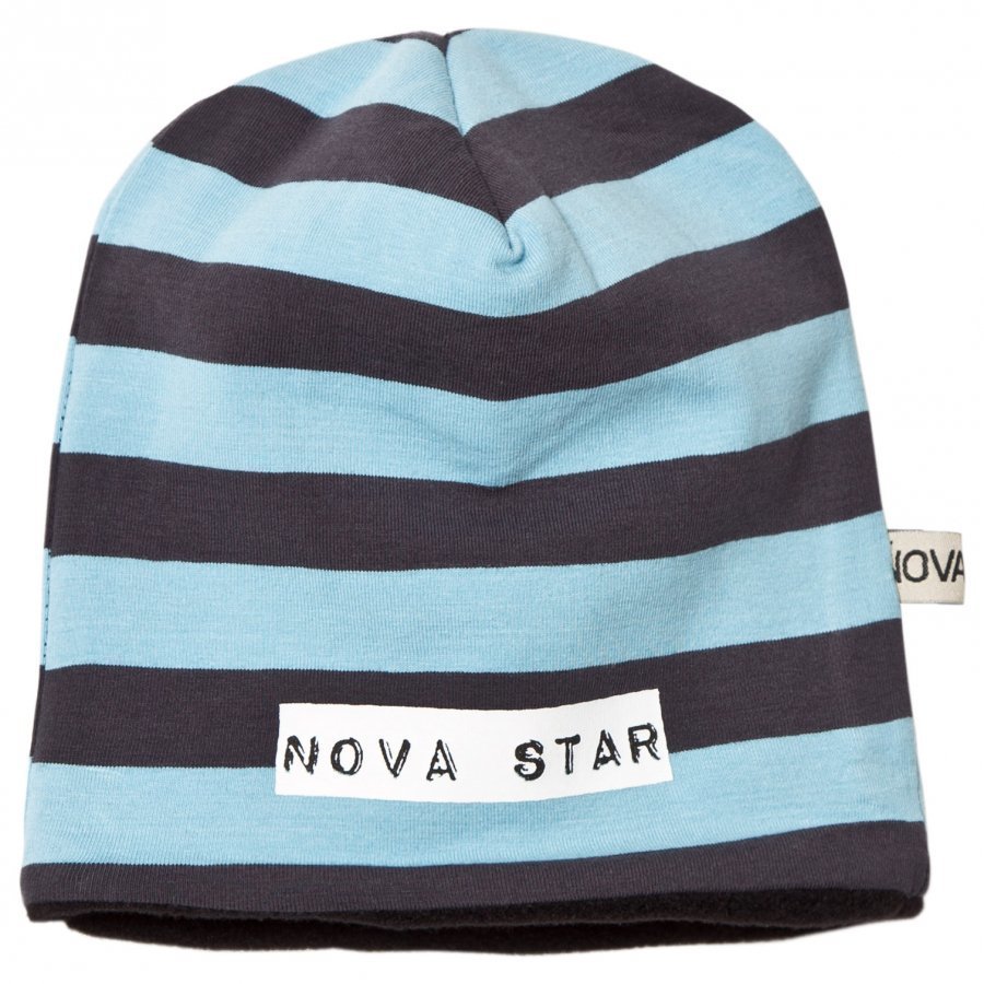 Nova Star Beanie Fleece Lined Striped Blue Pipo