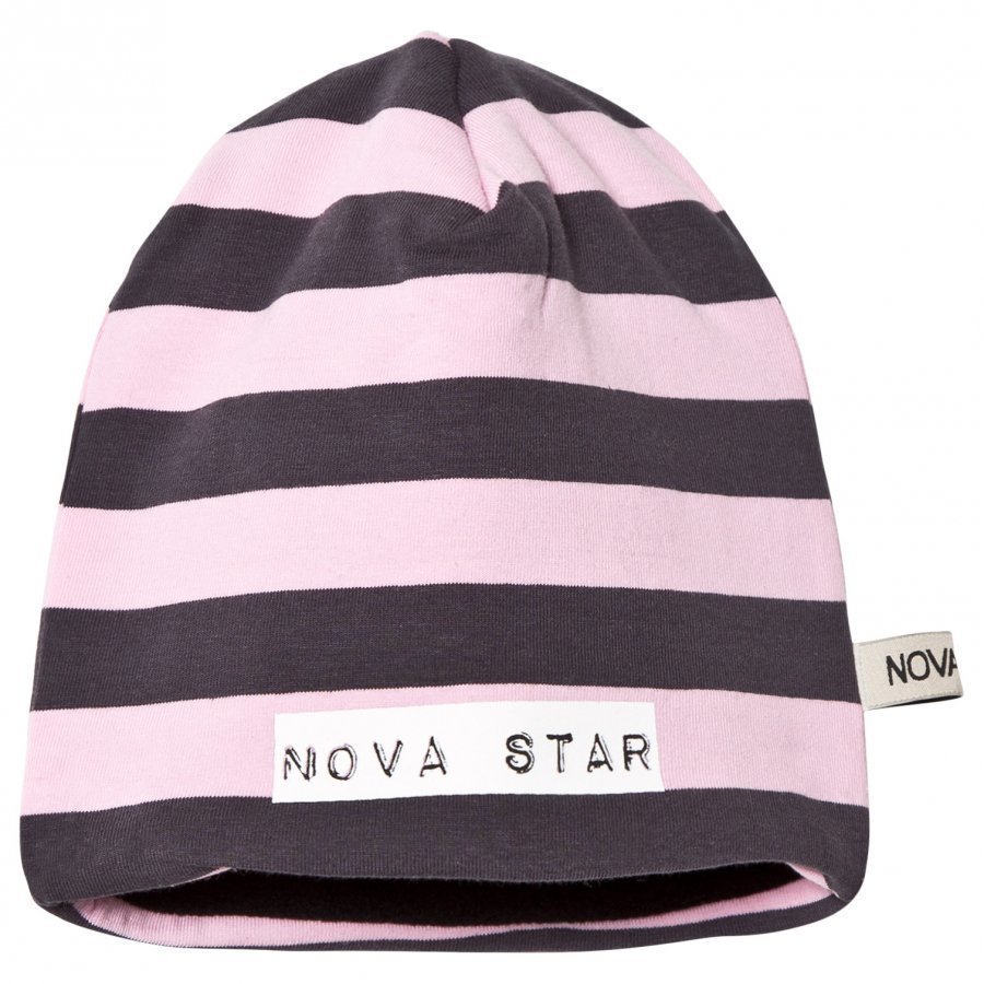 Nova Star Beanie Fleece Lining Striped Light Pink Pipo