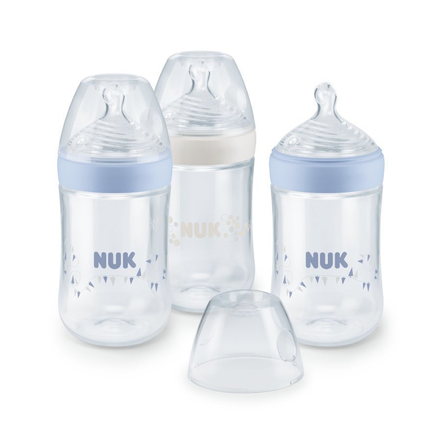 Nuk Nature Sense Tuttipullo 260 Ml Silikonitutti Koko 2 M Valkoinen / Sininen 3 Kpl