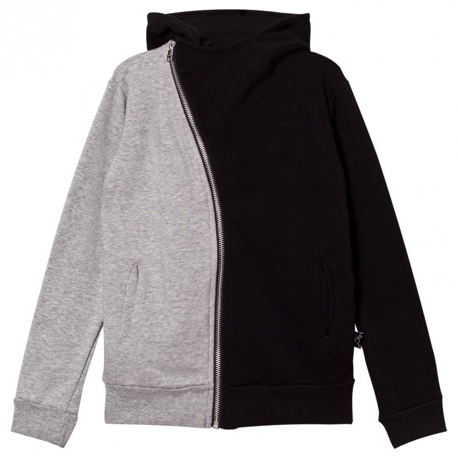 Nununu Half & Half Zip Hoodie Black/Heather Grey Huppari