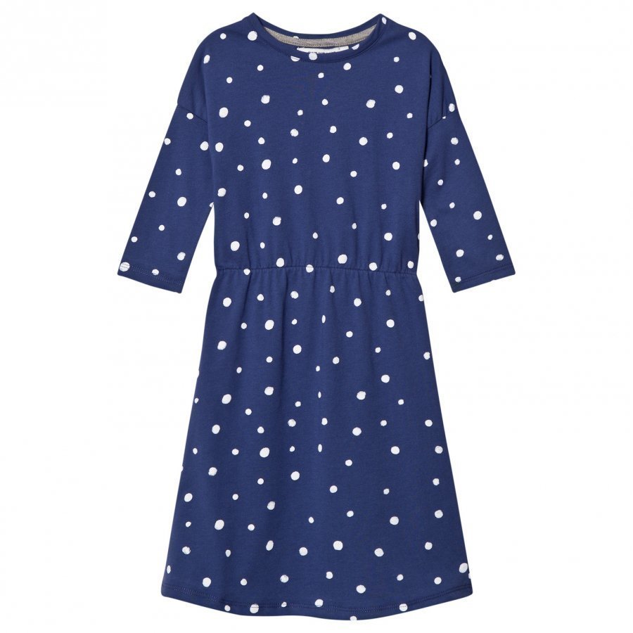 One We Like Pop Dress Ls Dots Aop Blue Mekko