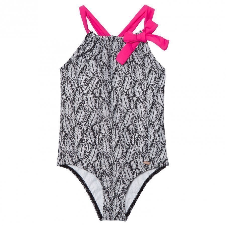 Oneill Black And White Palm Print Swimsuit Uimapuku