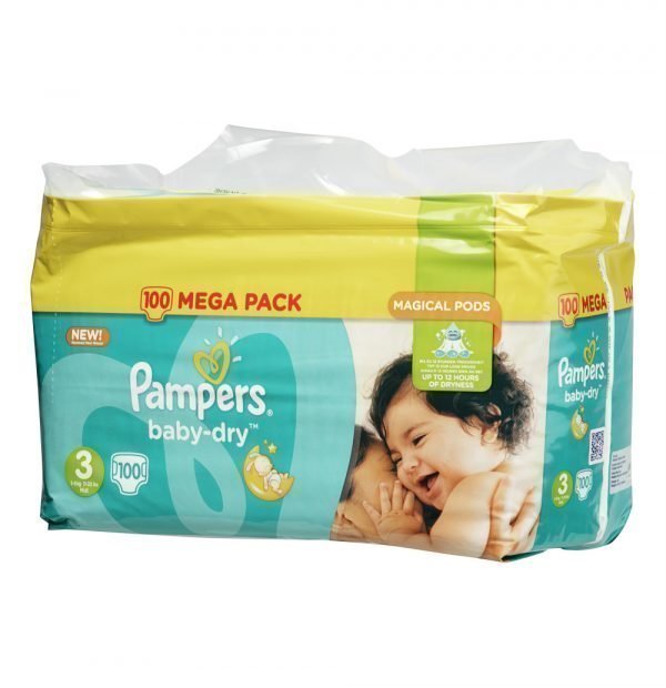 Pampers Baby-Dry 3 5-9 Kg Teippivaippa Megapakkaus 100 Kpl