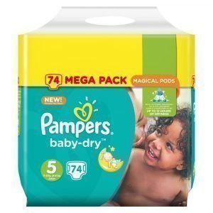 Pampers Baby-Dry 5 11-23 Kg Teippivaippa Megapakkaus 74 Kpl