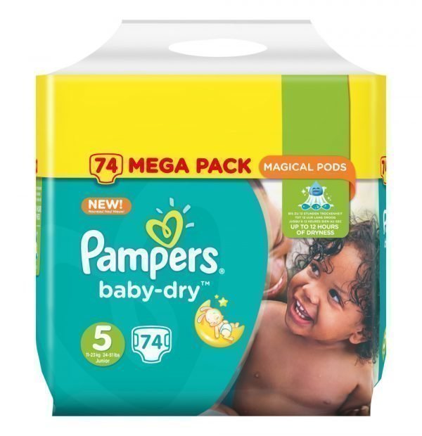 Pampers Baby-Dry 5 11-23 Kg Teippivaippa Megapakkaus 74 Kpl