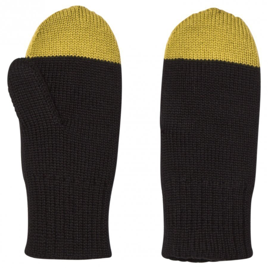 Papu Kivi Mittens Black/Green Fleece Lapaset