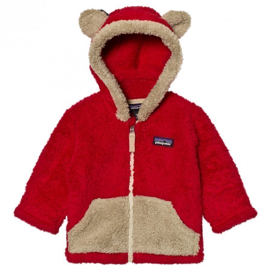 Patagonia Baby Furry Friends Hoodie Sweater Classic Red Fleece Huppari