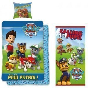 Paw Patrol pussilakanasetti 150 x 210 cm + Kylpypyyhe 70 x 140 cm Paketti