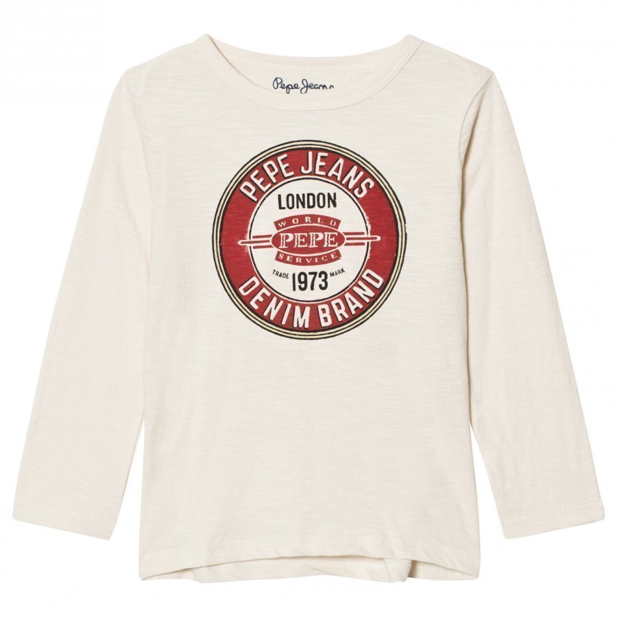 Pepe Jeans Cream Logo Long Sleeve Tee Pitkähihainen T-Paita