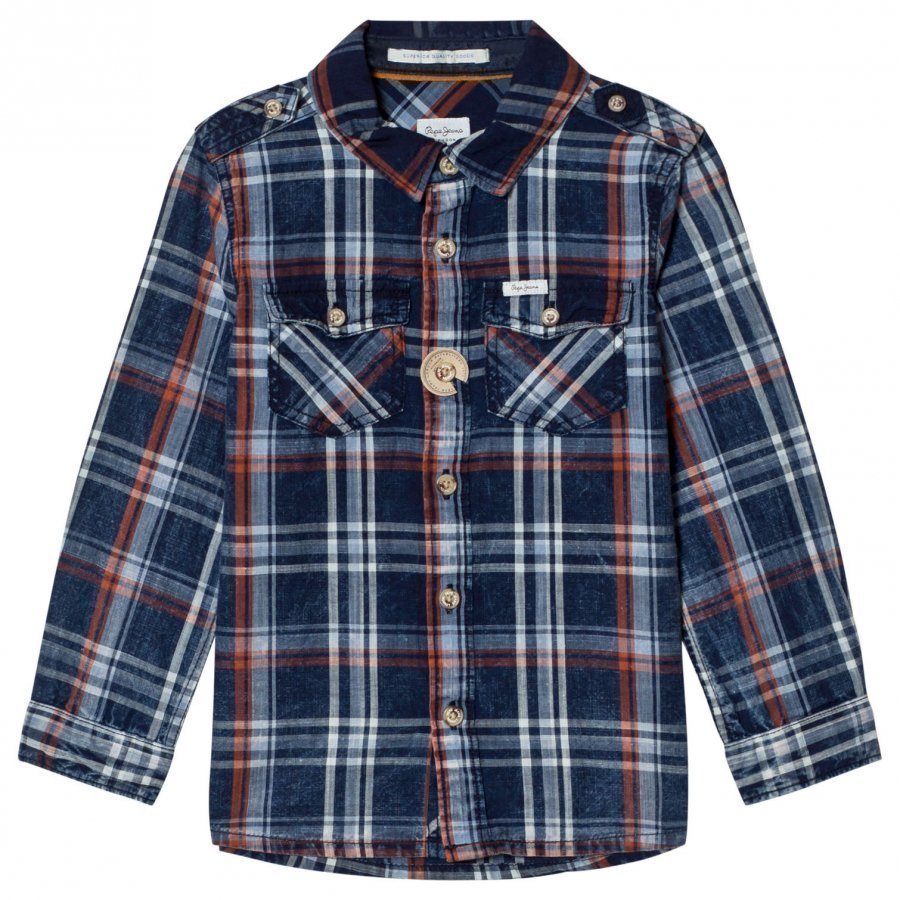 Pepe Jeans Daniel Check Shirt Blue/Orange Kauluspaita