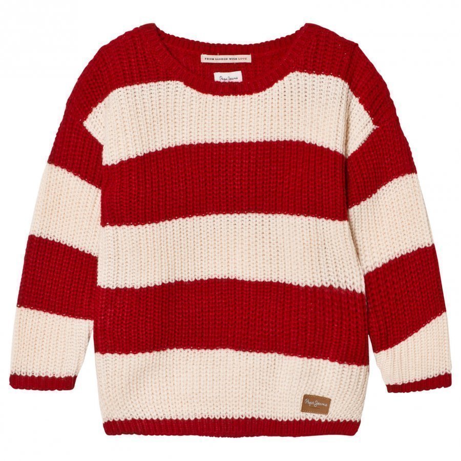 Pepe Jeans Red And Cream Stripe Sweater Paita