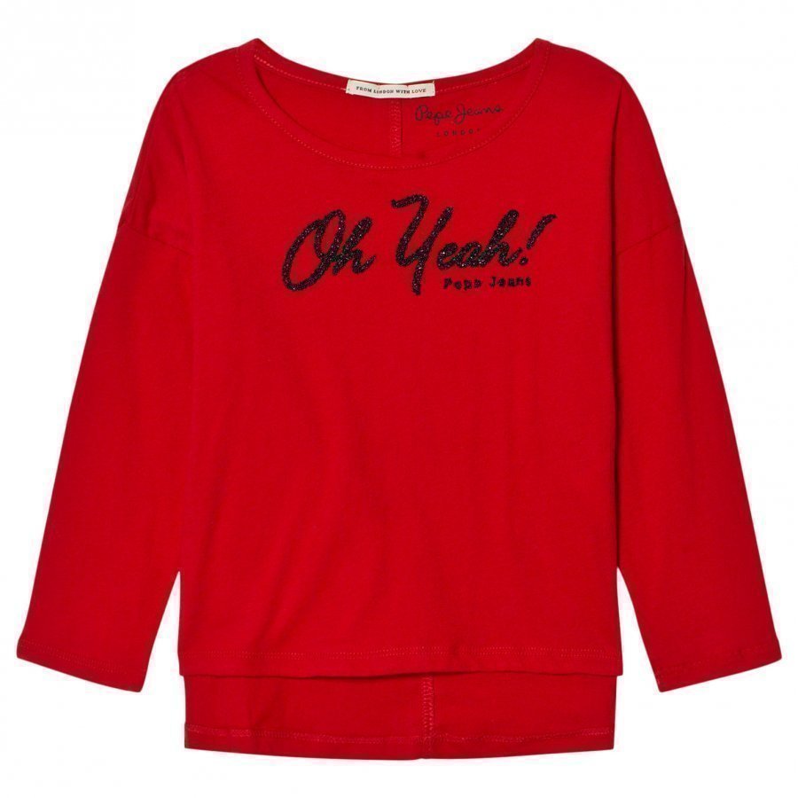 Pepe Jeans Red Oh Yeah Beaded Tee Pitkähihainen T-Paita