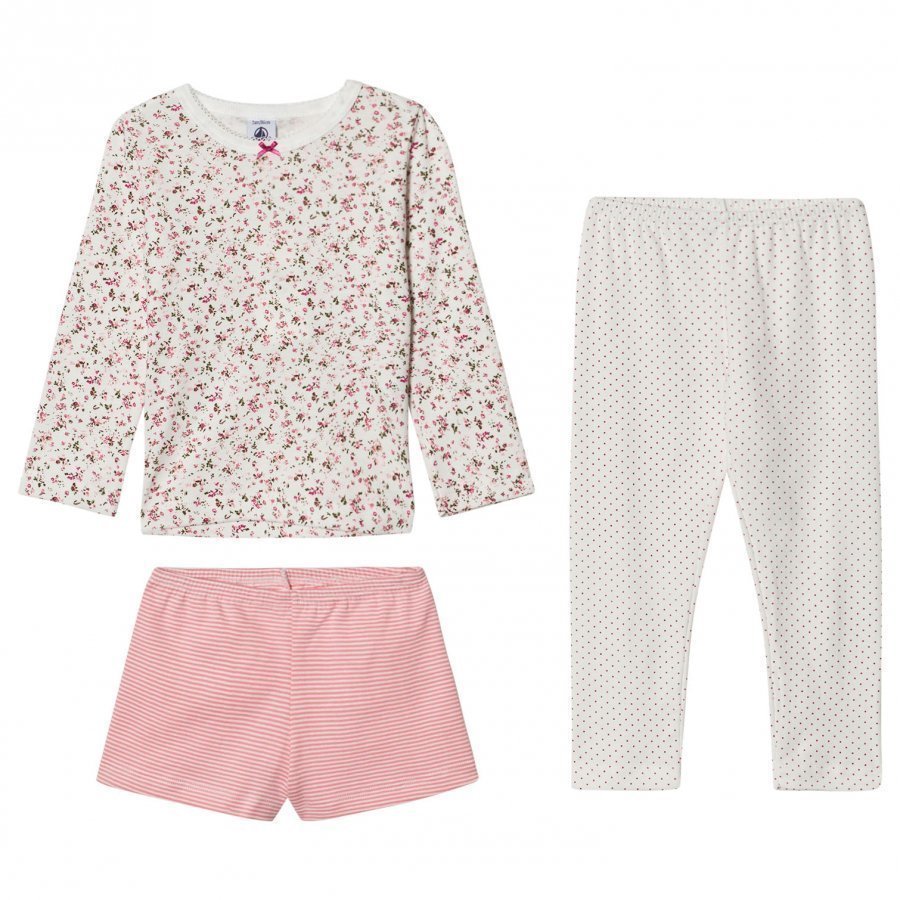 Petit Bateau Cream Floral Pyjama Set Yöpuku