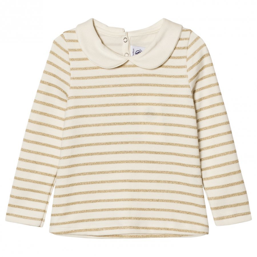 Petit Bateau Cream Glitter Top Pusero