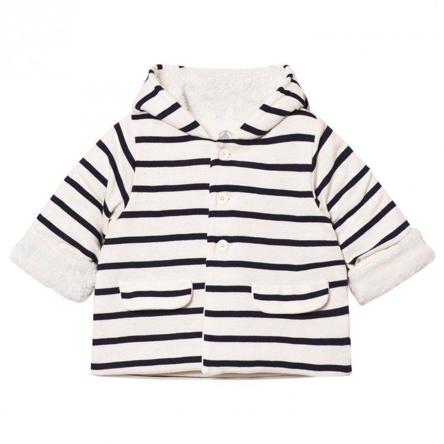 Petit Bateau Cream Marine Stripe Jacket Toppatakki