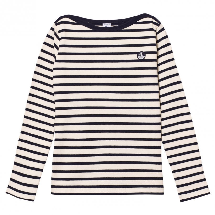 Petit Bateau Cream Marine Striped Sweater Neuletakki