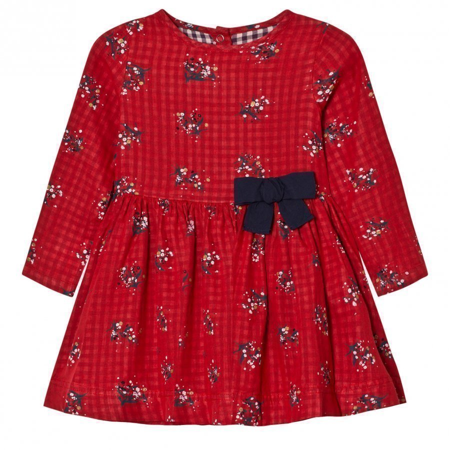 Petit Bateau Dress Flowers Red Juhlamekko