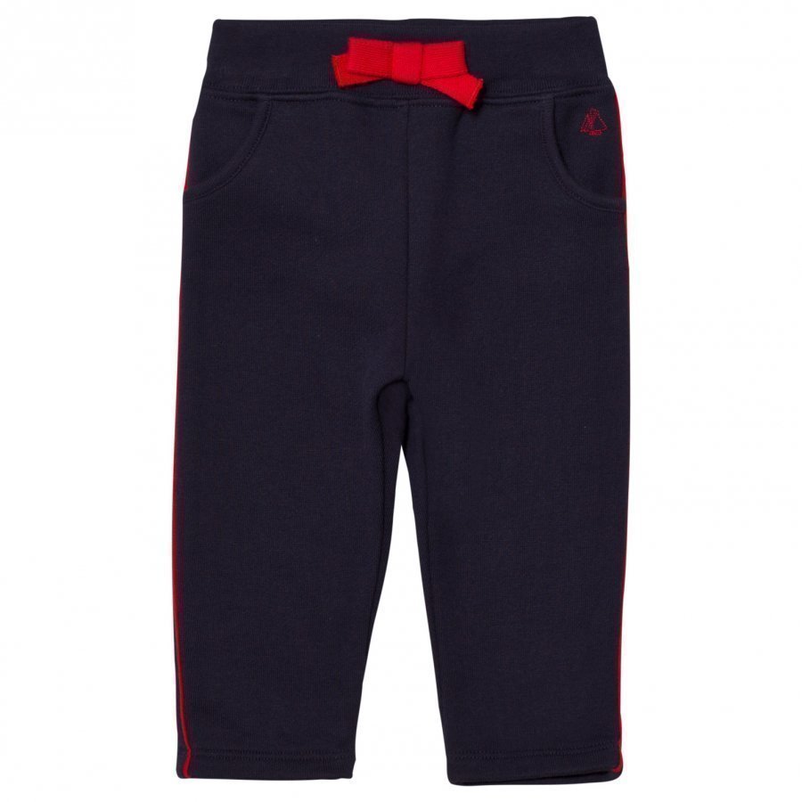 Petit Bateau Marine Blue Sweatpants With Red Piping Housut