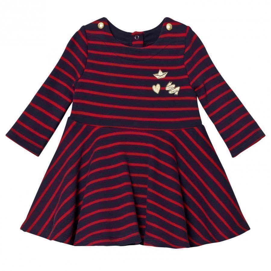 Petit Bateau Marine Red Striped Jersey Dress Mekko