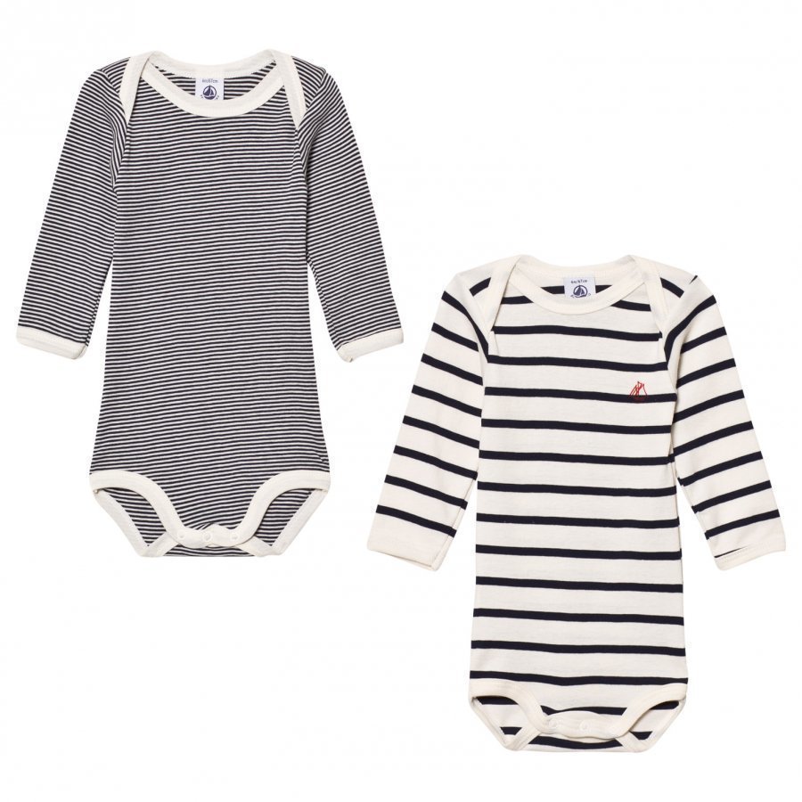 Petit Bateau Marine Stripe Baby Bodies 2 Pack Body