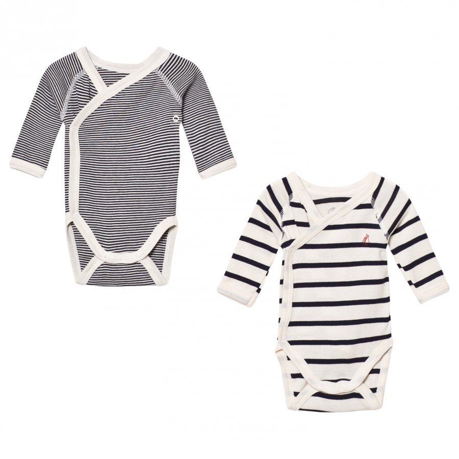 Petit Bateau Marine Stripe Wrap Baby Bodies 2 Pack Body