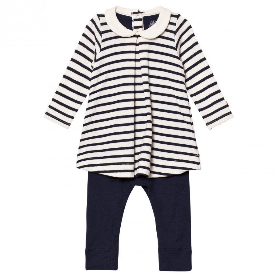 Petit Bateau Marine Striped Mock Dress One-Piece Cream Mekko