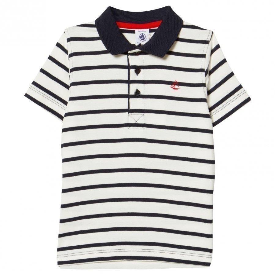 Petit Bateau Navy And White Stripe Polo Pikeepaita