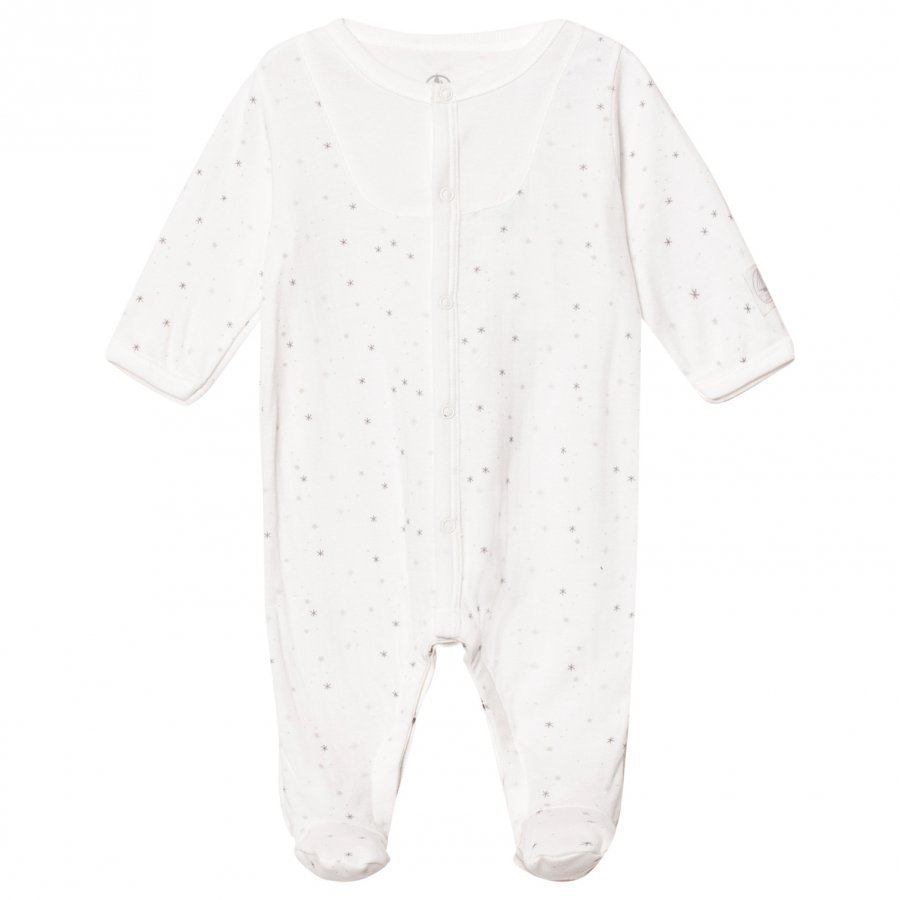 Petit Bateau Off White Snowflake Footed Baby Body