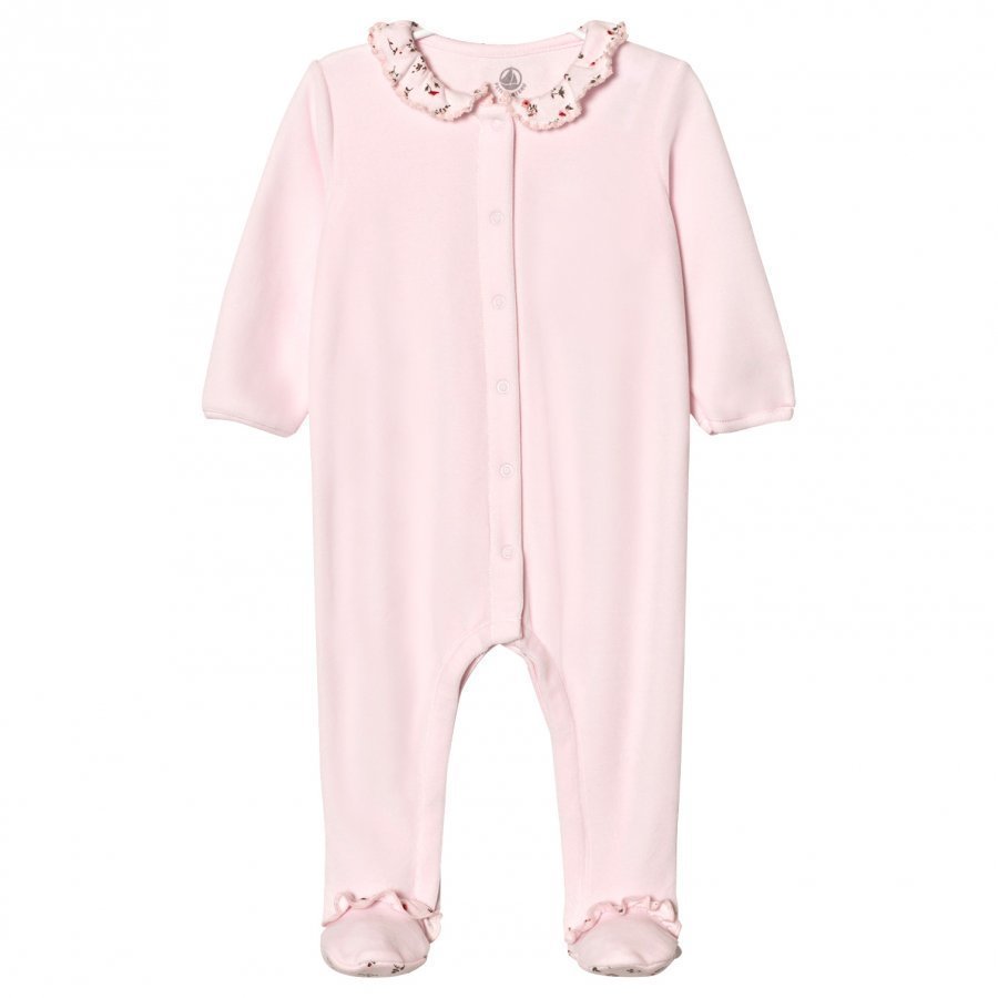 Petit Bateau Pink Floral Footed Baby Body