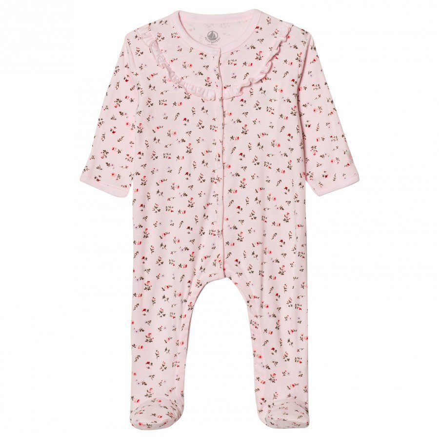 Petit Bateau Pink Floral Footed Baby Body