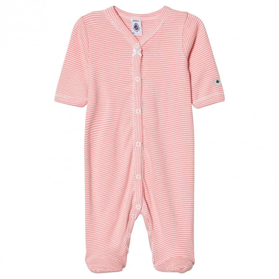 Petit Bateau Pink Stripe Footed Baby Body