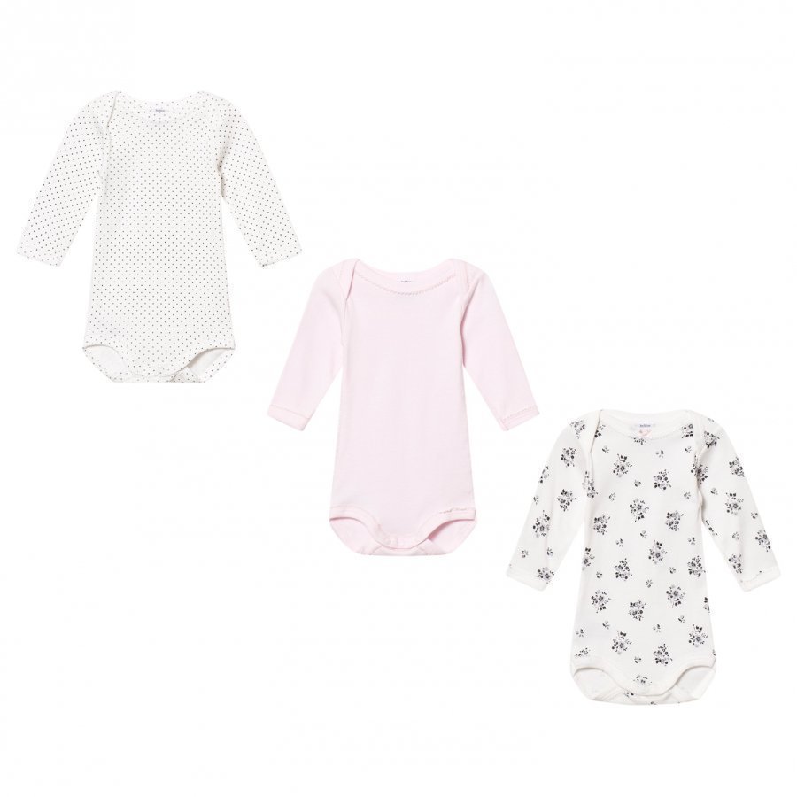 Petit Bateau Pink/White Baby Bodies 3 Pack Body