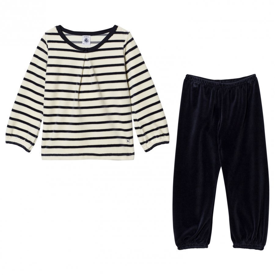 Petit Bateau Pyjama Creme Marine Yöpuku