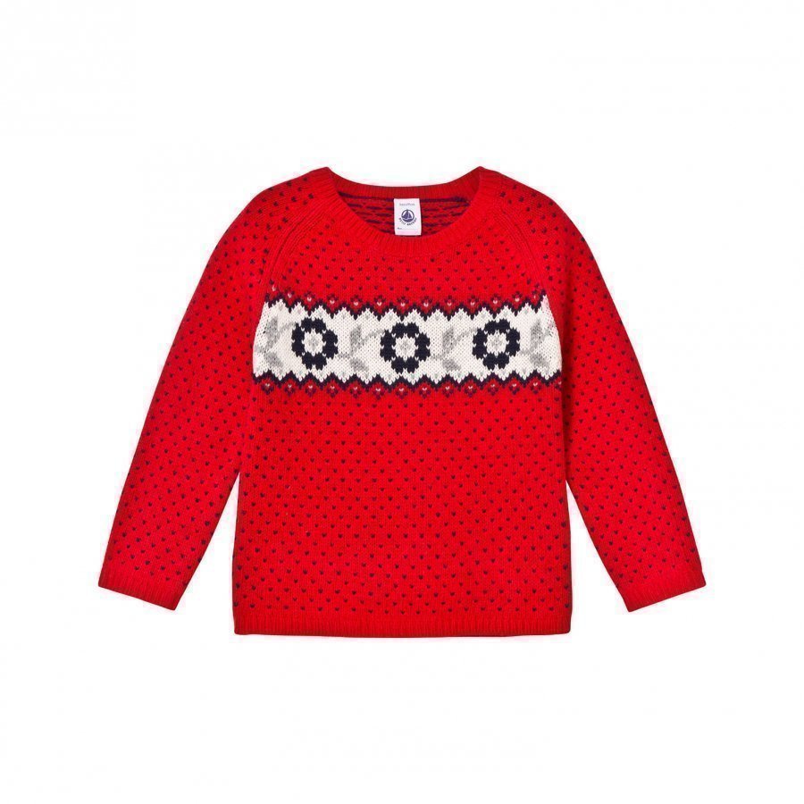 Petit Bateau Red Fairisle Knit Jumper Paita