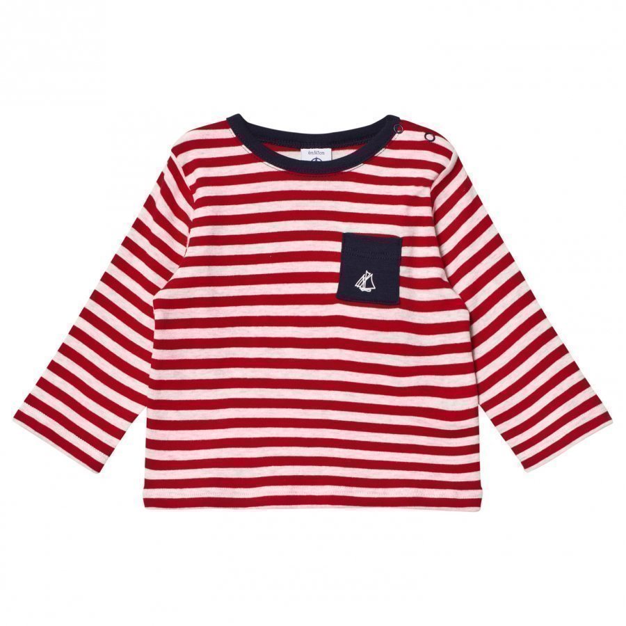 Petit Bateau Red Striped Melange Tee T-Paita