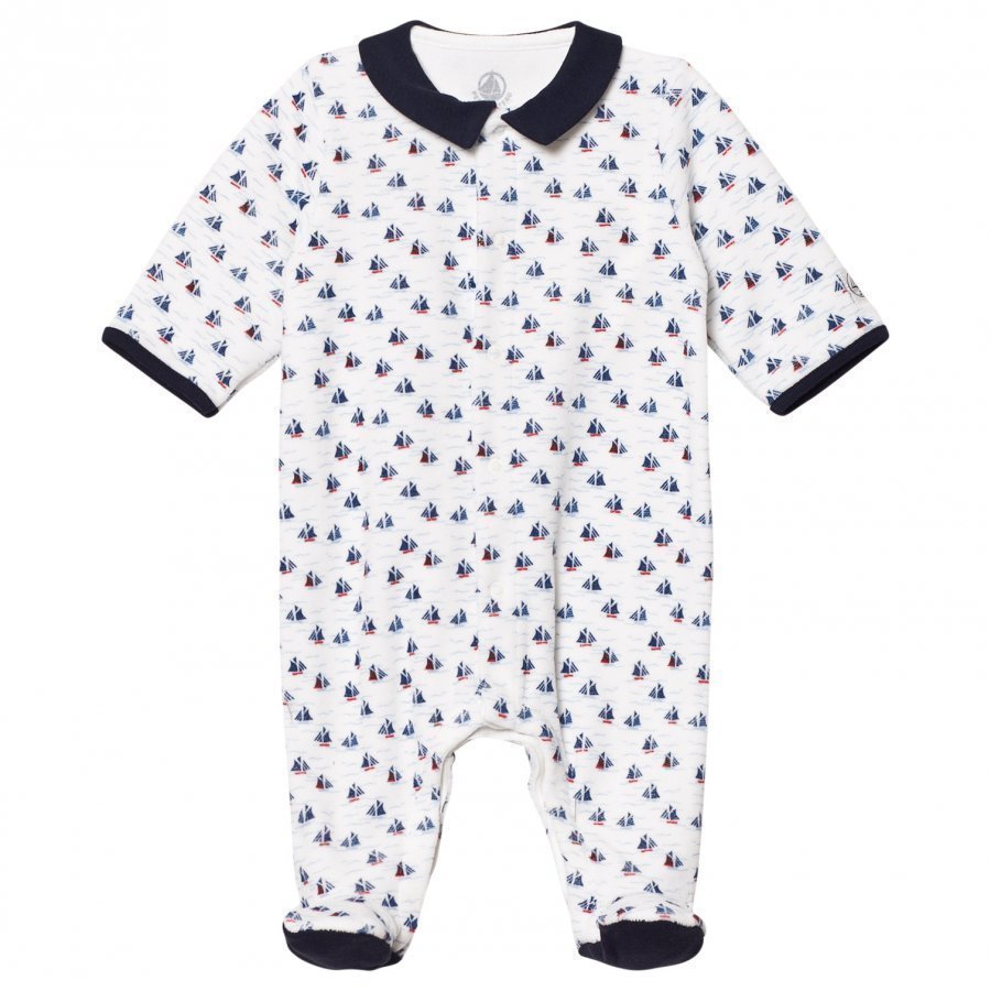 Petit Bateau Sailboats Creme Footed Baby Body