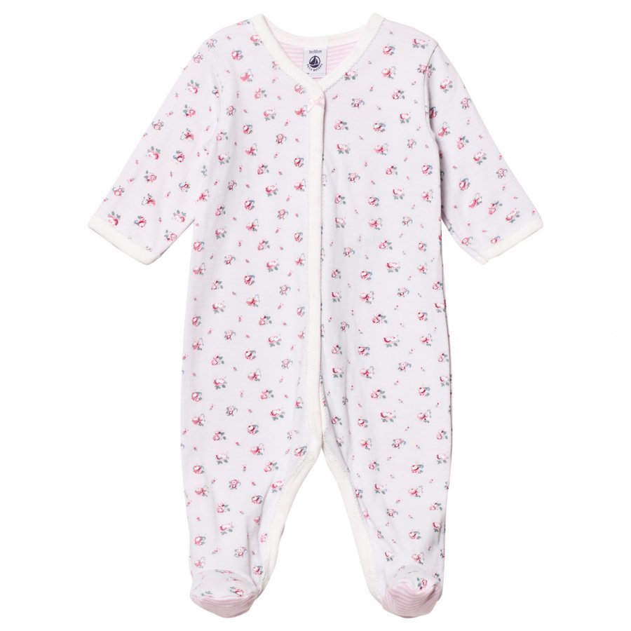 Petit Bateau Soft Pink Floral Footed Baby Body
