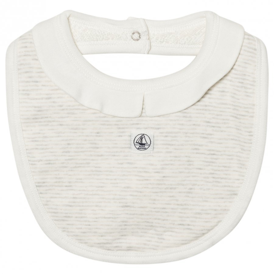 Petit Bateau Striped Bib Grey Ruokalappu