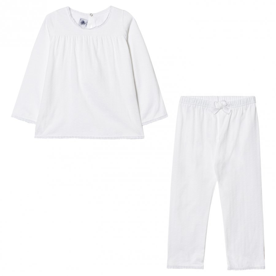 Petit Bateau White Embossed Lace Pyjamas Yöpuku