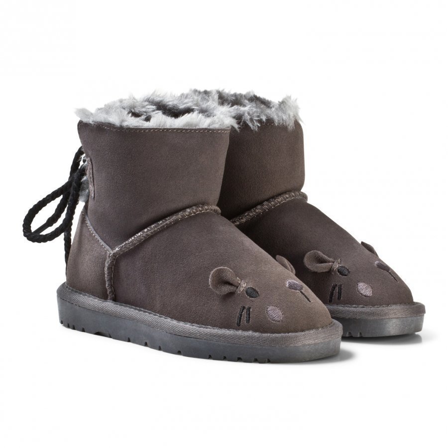 Petit By Sofie Schnoor Boot Teddy W. Lace Mouse Dark Grey Talvisaappaat