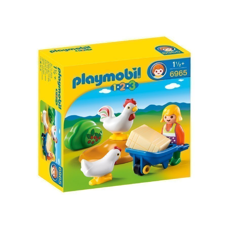 Playmobil 1 2 3 Maatilan Emäntä Ja Kanat 6965