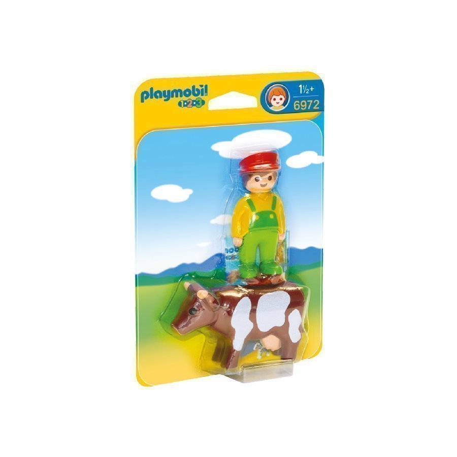 Playmobil 1 2 3 Maatilan Isäntä Ja Lehmä 6972