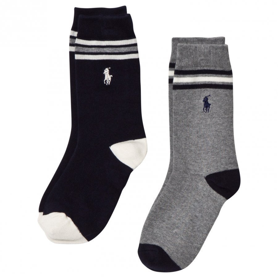 Ralph Lauren 2-Pack Grey/Navy Stripe Socks Sukat