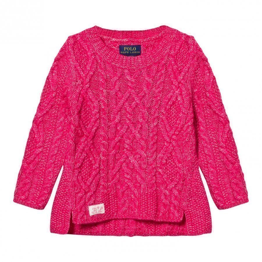 Ralph Lauren Aran-Knit Cotton-Blend Sweater Desert Pink Paita