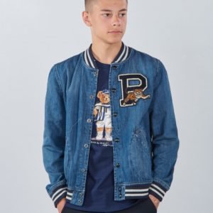 Ralph Lauren Bball Jacket Outerwear Denim Takki Sininen