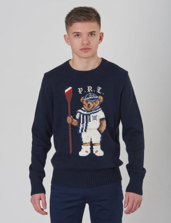 Ralph Lauren Bear Cn Swtr Tops Sweater Neule Sininen