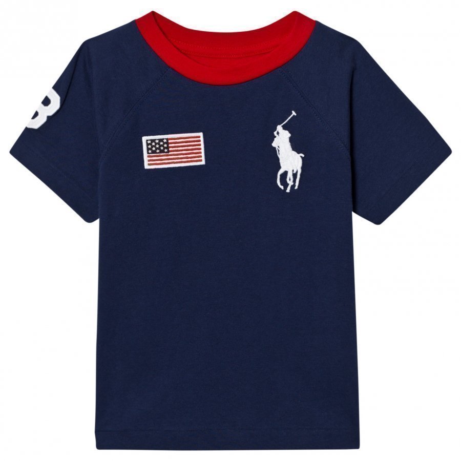 Ralph Lauren Big Pony Cotton Crewneck Tee Red And Navy T-Paita