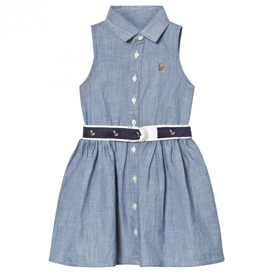 Ralph Lauren Blue Chambray Shirt Dress With Anchor Belt Mekko