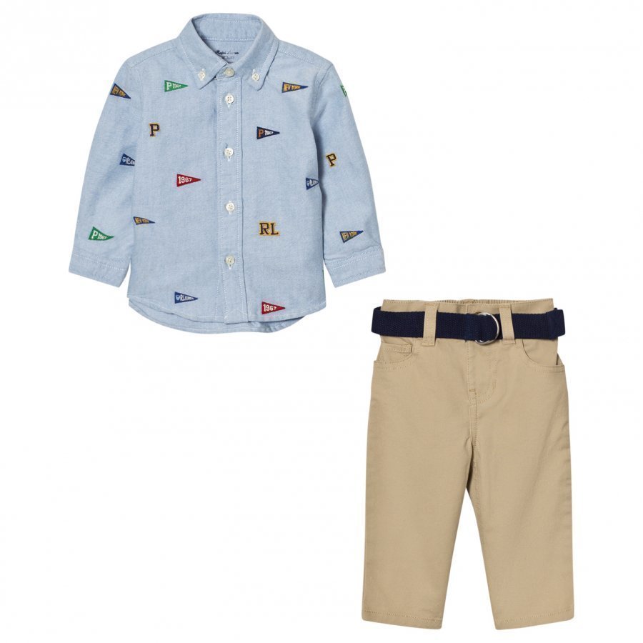 Ralph Lauren Blue Flag Shirt And Chinos Set Asusetti